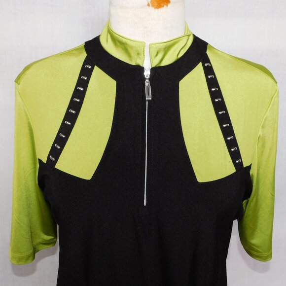 Jamie Sadock Womens M Black Green 1//4 zip mock neck studded Golf Polo Shirt - Picture 3 of 9